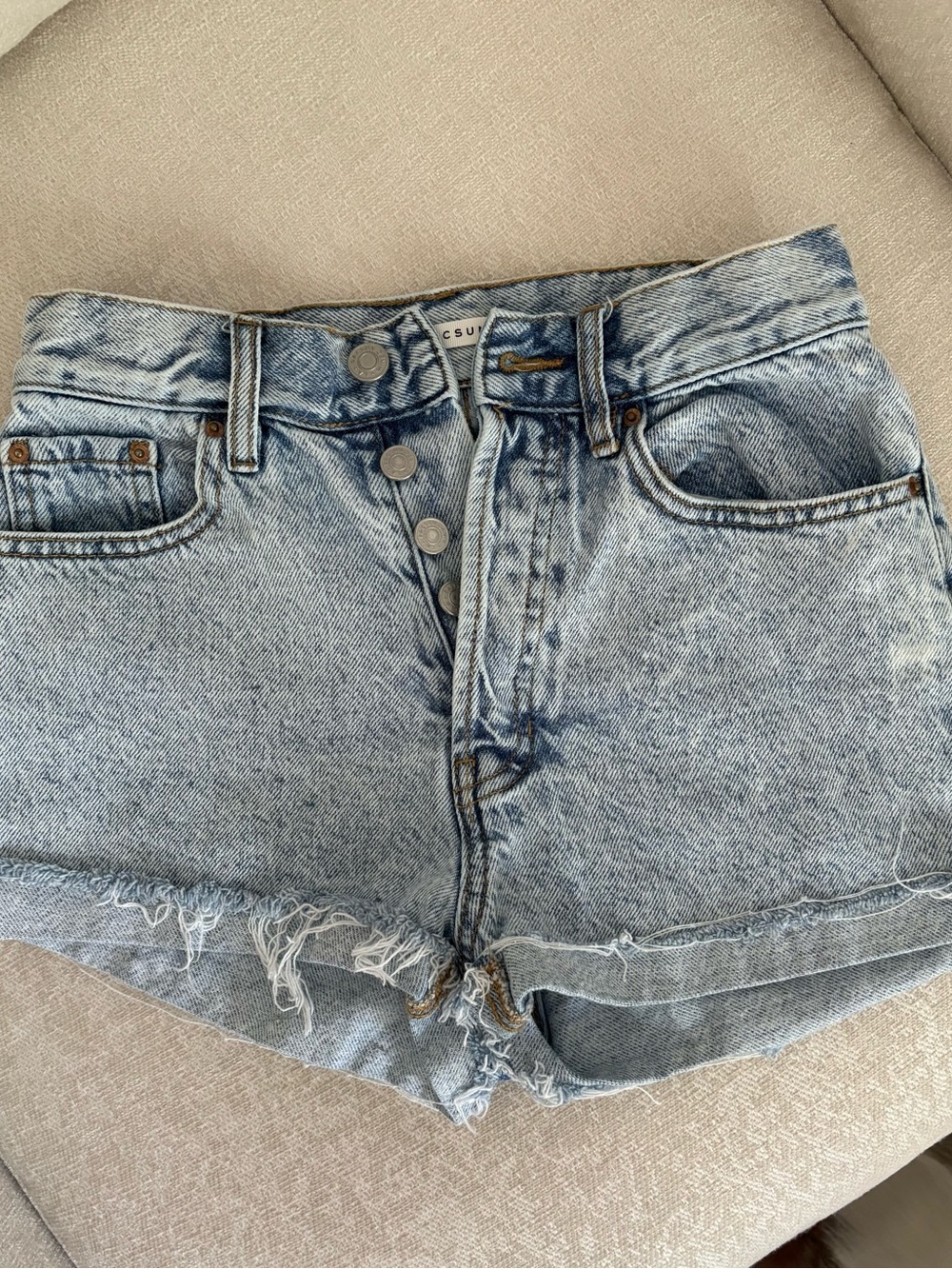 PacSun Light Acid Wash Denim Cutoff Shorts, Sz 24